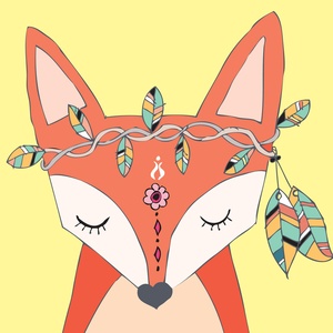 Postcard tribal fox