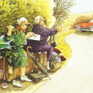 Collection old ladies - hitch-hiking