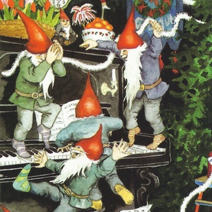 Postcard dancing gnomes