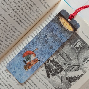 Postcard gnome with fox - bookmark