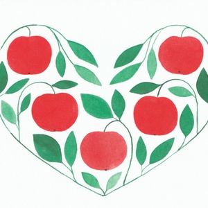 Pocztówka jabłkowe serce