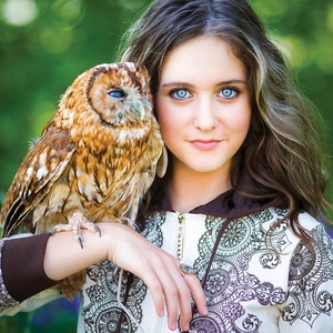 Postcard girl with owl