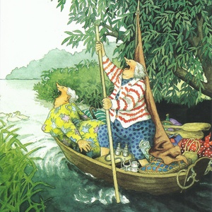Postcard in a boat
