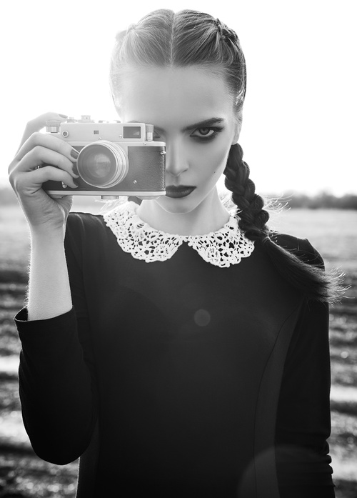 girl with vintage camera - picture 1