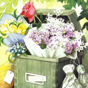 Postcard mailbox full of flowers