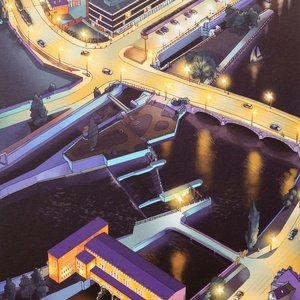 Kolekcja widokówki wrocławskie - wrocław - mosty pomorskie i elektrownie wodne