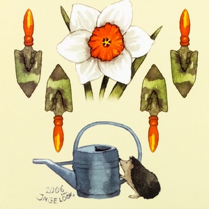 Collection garden - narcissus and hedgehog