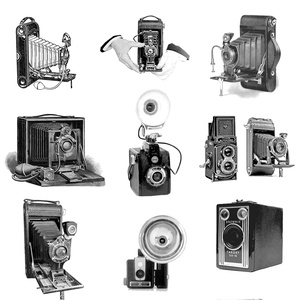 Postcard vintage cameras