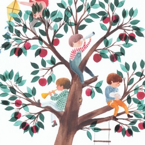 Postcard in the apple tree
