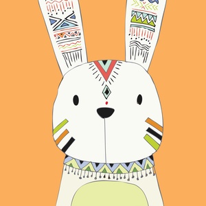 Postcard tribal rabbit