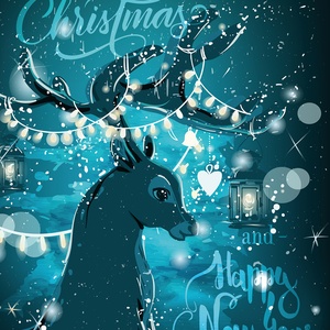 Postcard christmas deer