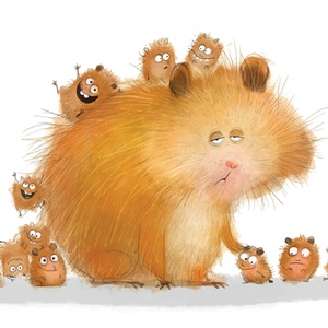 Postcard hamster family