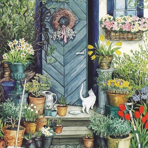 biały kot w drzwiach - zdjęcie 1