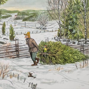 Collection pettson and findus - pettson and findus carrying christmas tree