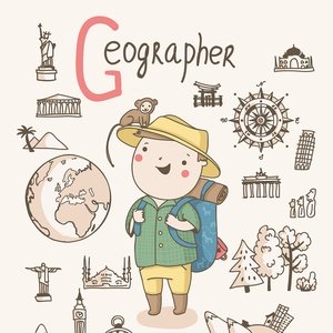 Kolekcja cute alphabet profession - geograf