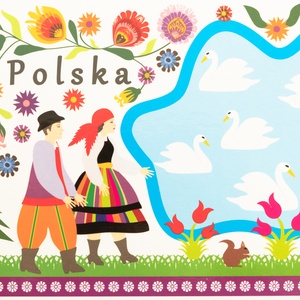 Postcard łowicz folklore - pond