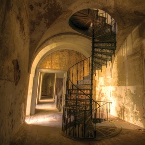 Postcard staircase in abandoned palace