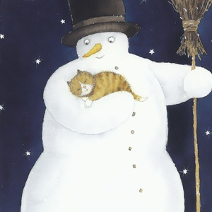snowman with kitten - picture 1