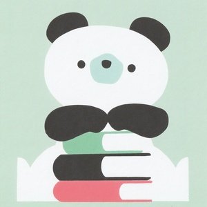 Postcard panda and books