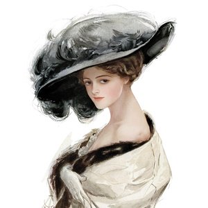 Pocztówka dama w kapeluszu