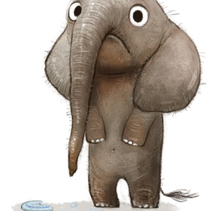 Postcard sad elephant