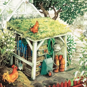 Postcard behind the greenhouse